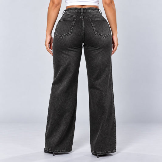 Sculpt Wide Leg BBL jean in black, back view showing the lift