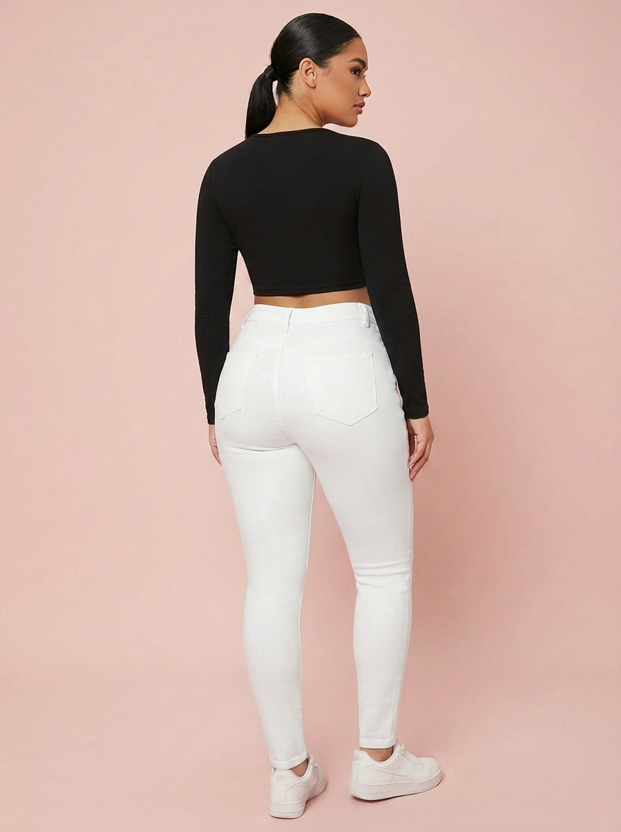 Sculpt Skinny BBL Jean in white, back view
