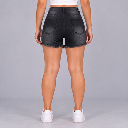 Sculpt Denim Shorts in black, full back view