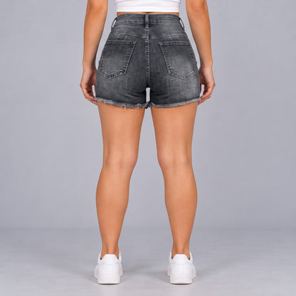 Sculpt Denim Shorts in grey, full back view