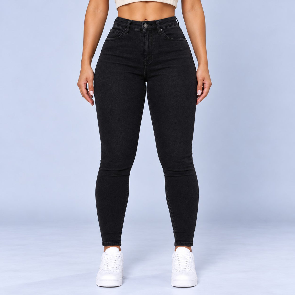 Sculpt Skinny BBL jean in black, front view