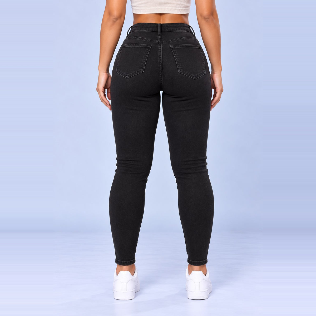 Sculpt Skinny BBL jean in black, back view