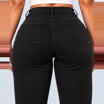 Sculpt Skinny BBL jean in black, back close-up