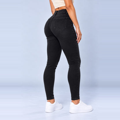 Sculpt Skinny BBL jean in black, side view