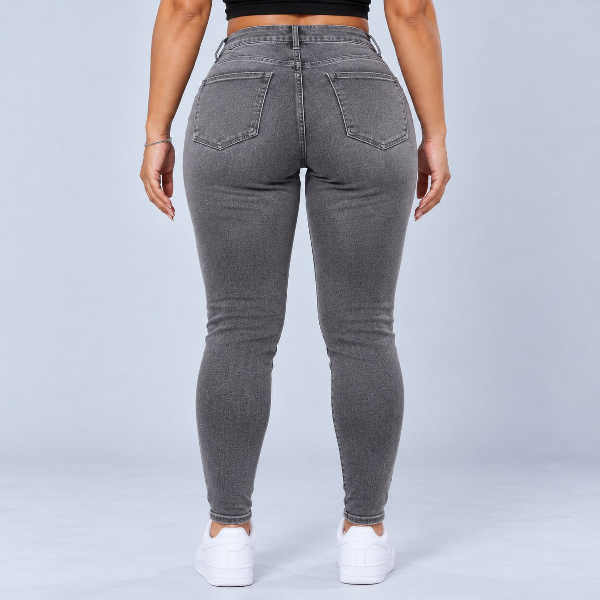 Sculpt Skinny BBL jean in grey, back view