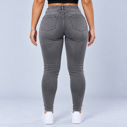 Sculpt Skinny BBL jean in grey, back view