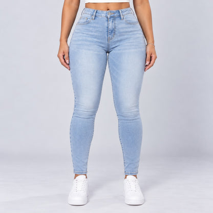 Sculpt Skinny BBL jean in light blue, front view