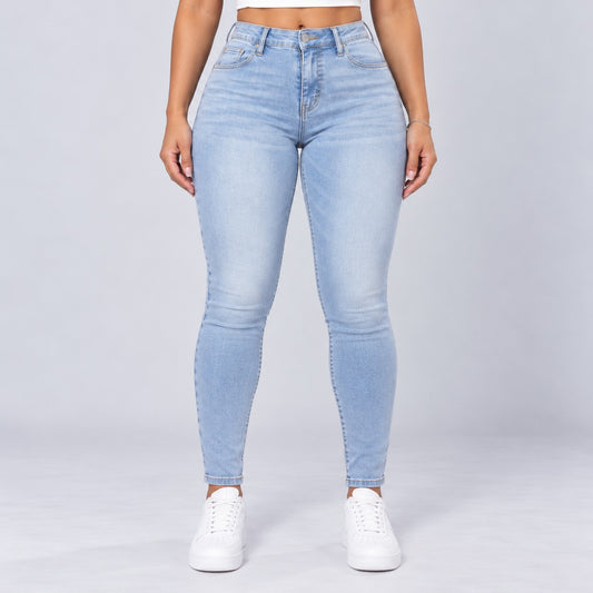 Sculpt Skinny BBL jean in light blue, front view