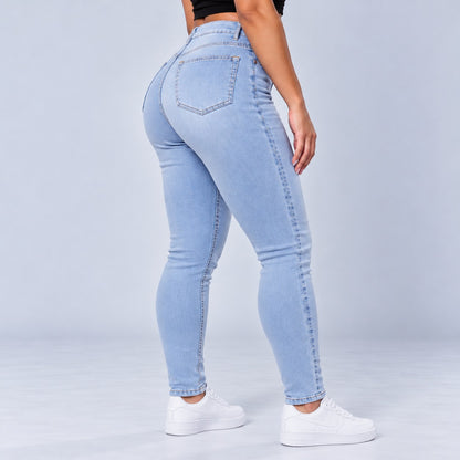 Sculpt Skinny BBL jean in light blue, side view