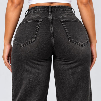 Sculpt Wide Leg BBL jean in black, back close-up